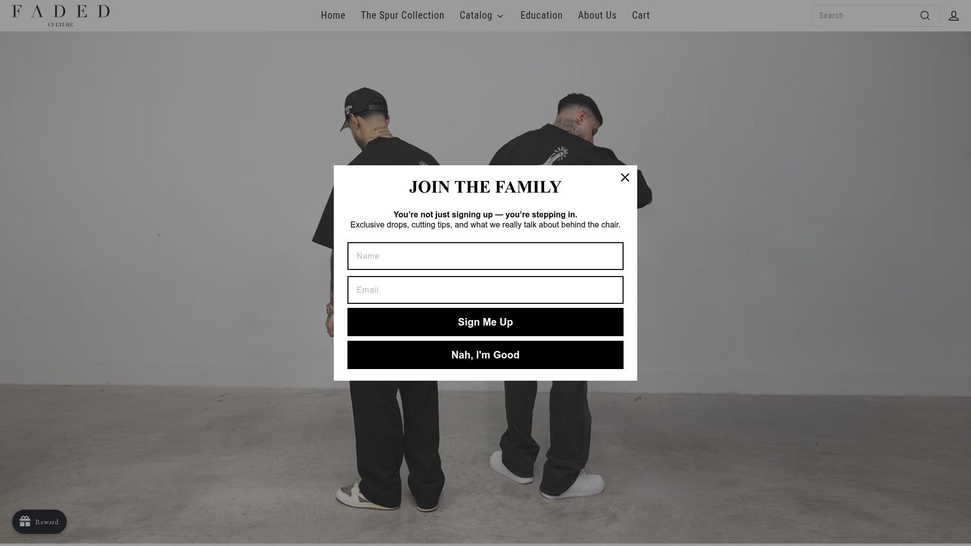 Faded Culture website homepage screenshot