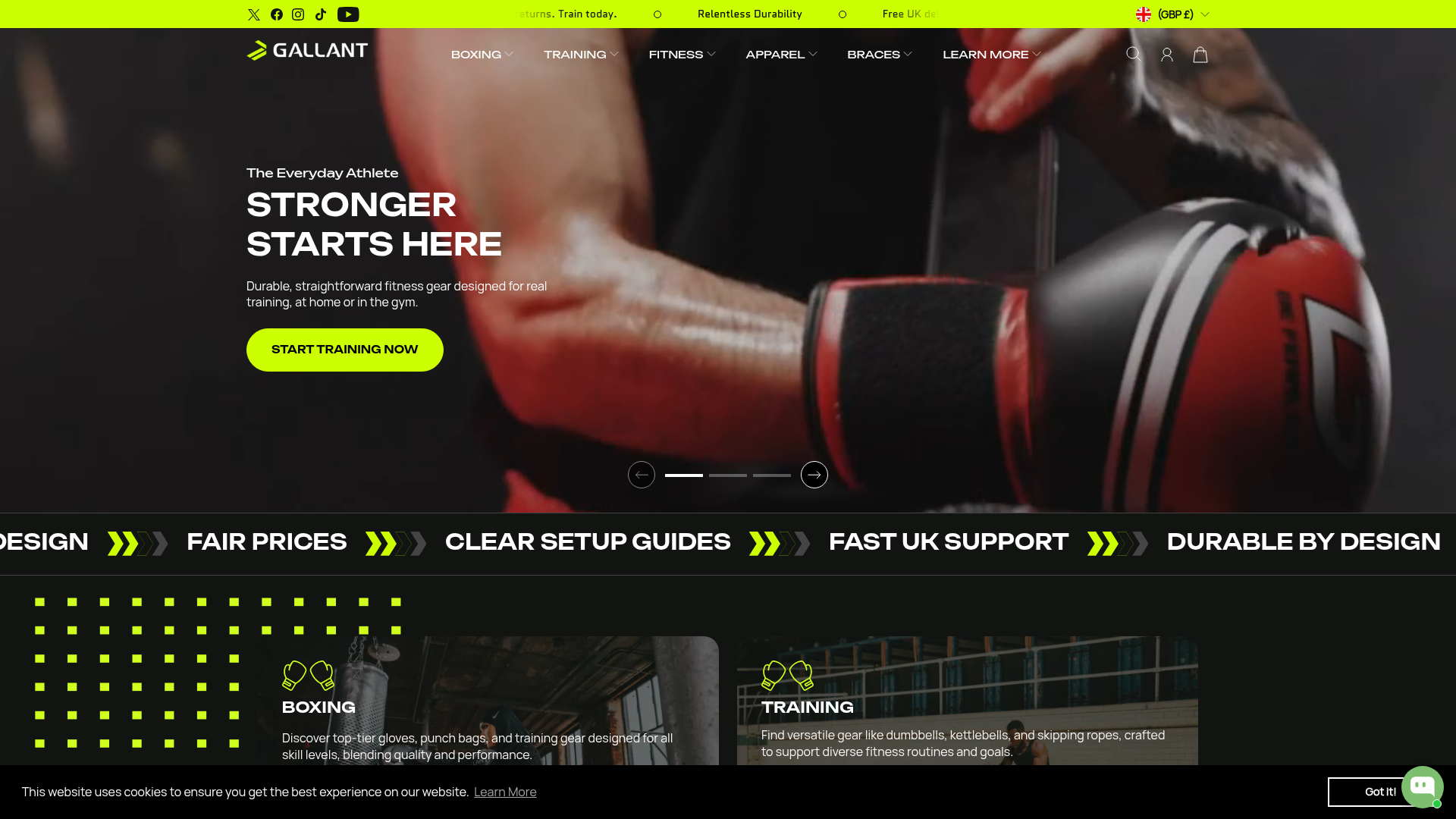 Gallant Sports website homepage screenshot