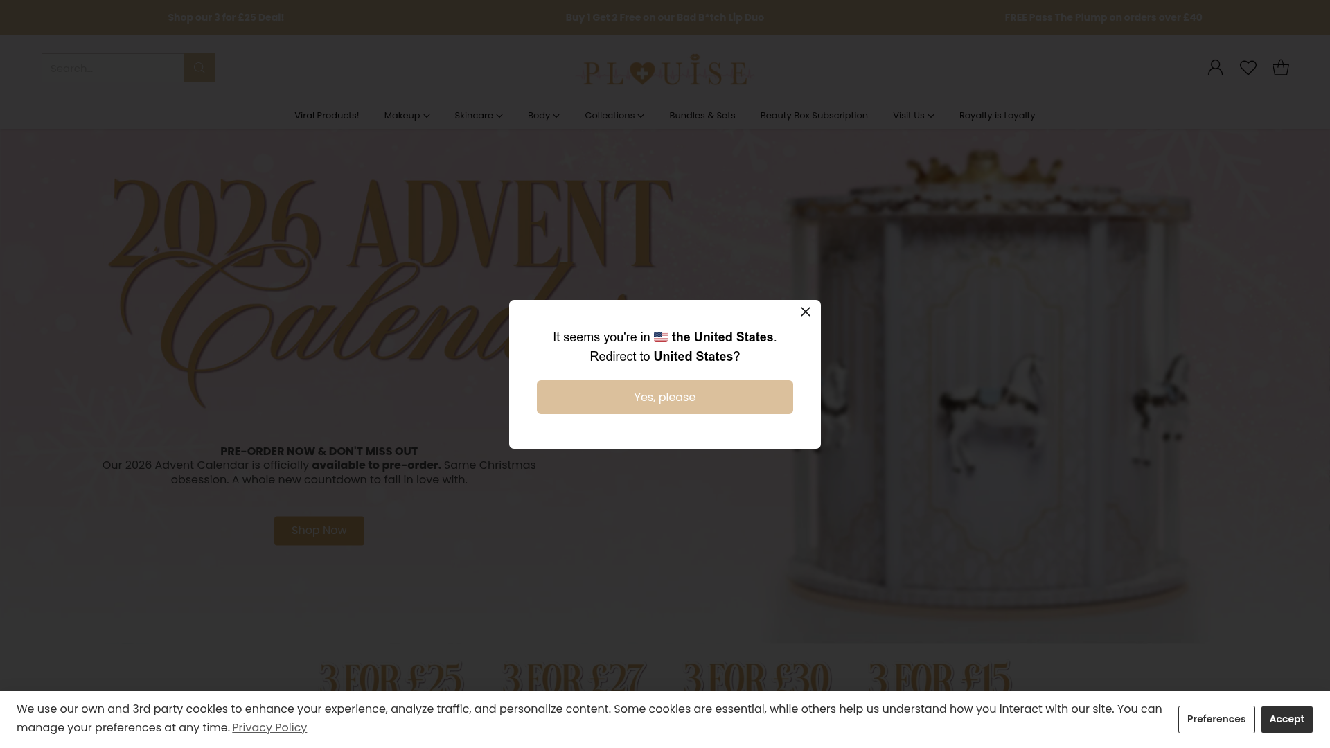 P Louise website homepage screenshot